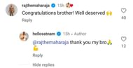Screengrab of Jinder Mahal's comment (image source: Satnam Singh's Instagram account)